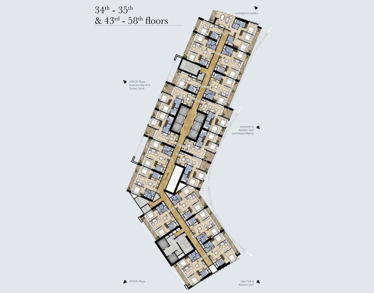 Aykon City Floor Plans By Damac Properties Business Bay