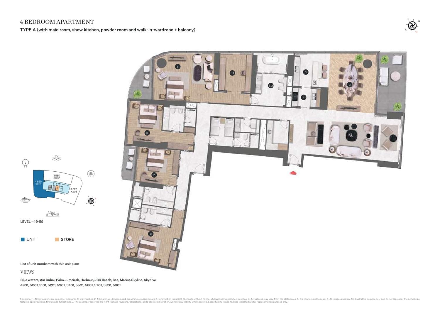 Sobha Seahaven Sky Edition 4 Bedroom Type A Floor Plan