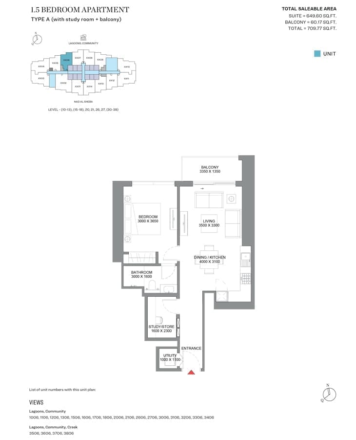 310 Riverside Crescent Floor Plans at Sobha Hartland 2 Dubai